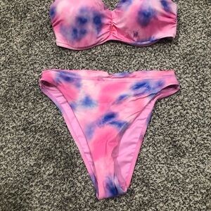 VS Pink and Blue Tie-Dye Bikini Set